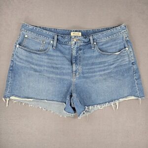 Madewell The Momjean Short Shorts Womens 22W Plus Blue Denim High Rise Cutoff